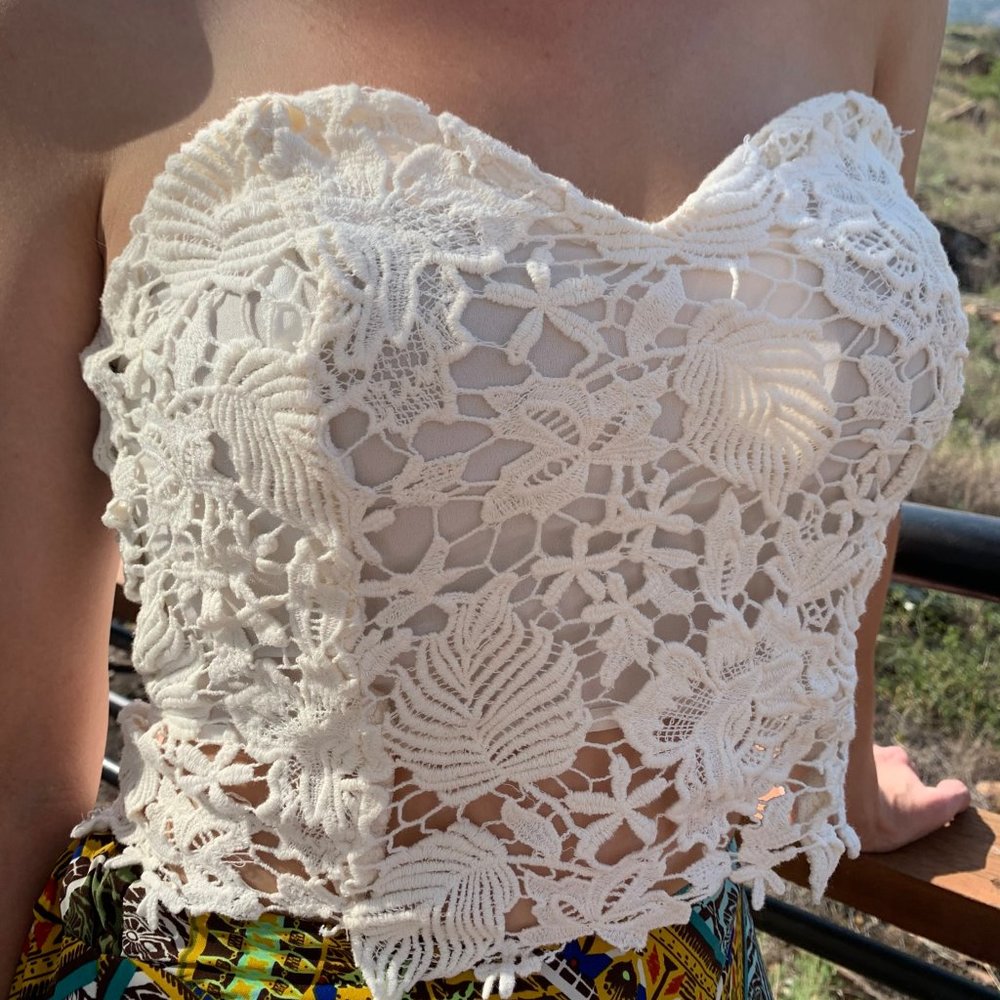 White lace crop top